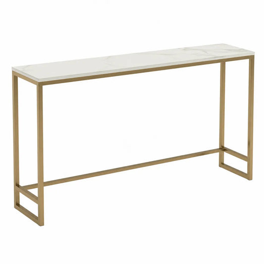 Console marbre blanc et métal doré 120 cm