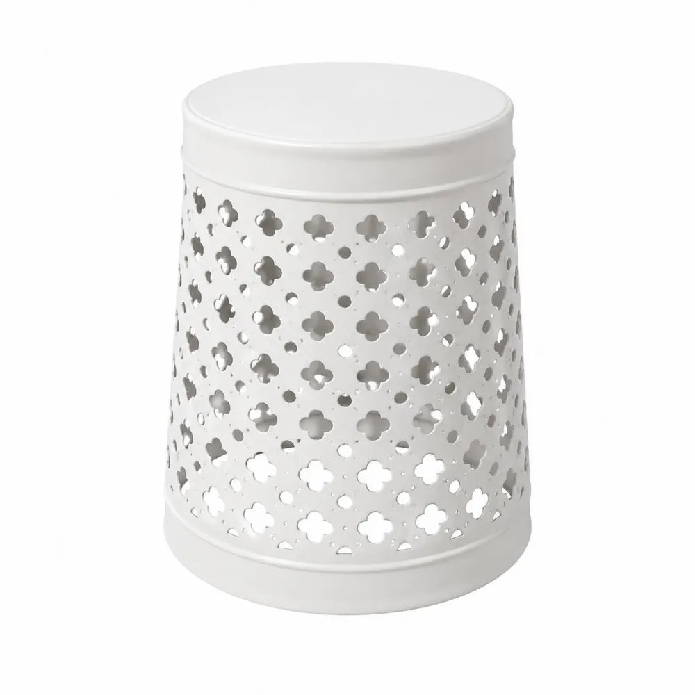 Tabouret en métal perforé blanc