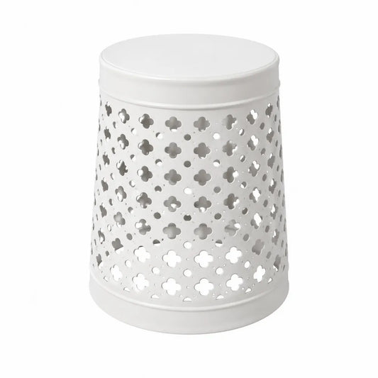 Tabouret en métal perforé blanc