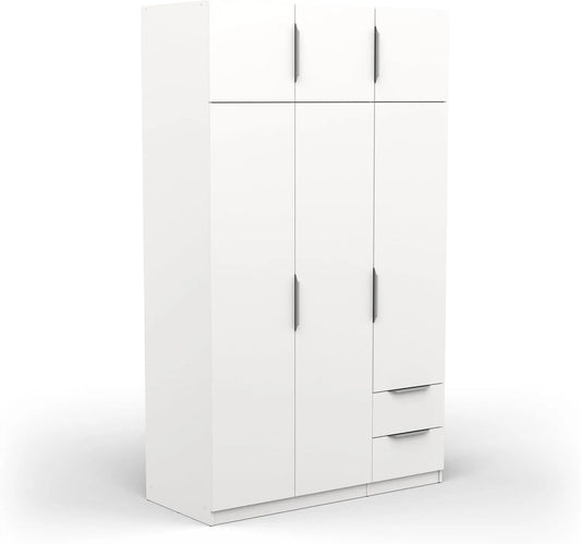 Armoire de rangement – avec tiroirs, 6 Portes, 2 Tiroirs, 119, 4 × 51, 1 × 203 cm, blanc