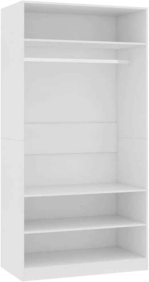 Armoire-penderie et garde-robe de rangement — en bois, avec rangement, blanc