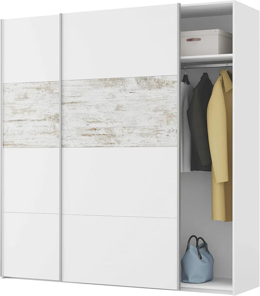 Armoire-penderie et garde-robe de rangement – P60, LOUNGITUDE, 2 Portes, blanc