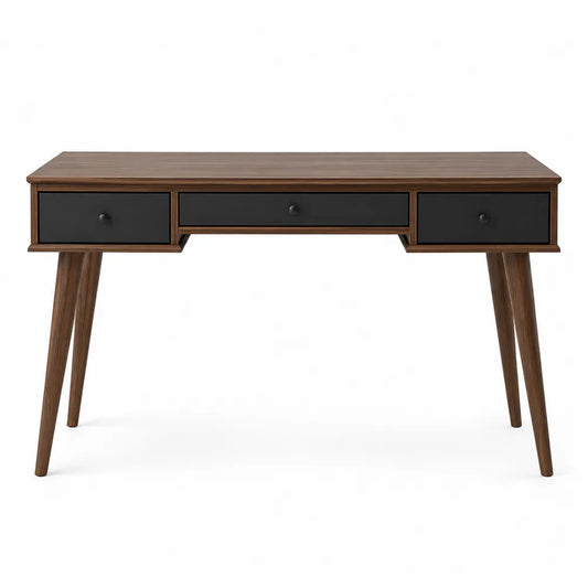 Bureau en bois avec tiroirs noir 120 cm