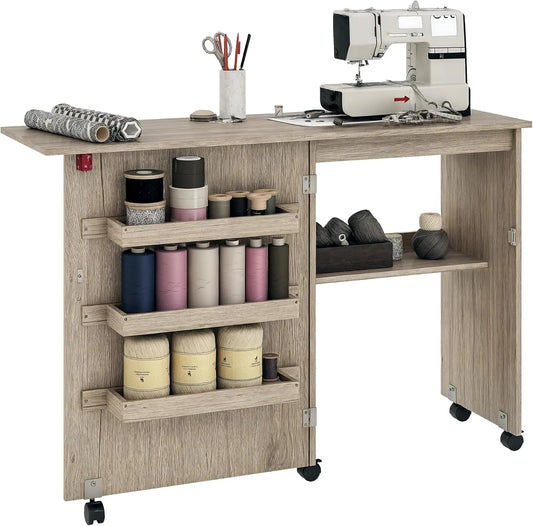HOMCOM Bureau et table informatique: en bois, avec rangement, avec roulettes, 117 × 40 × 77, 5 cm, gris
