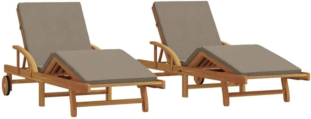 Chaise: en bois, résistant aux intempéries, réglable, 2 pièces, 200 × 67 × 84cm, beige, inclinable