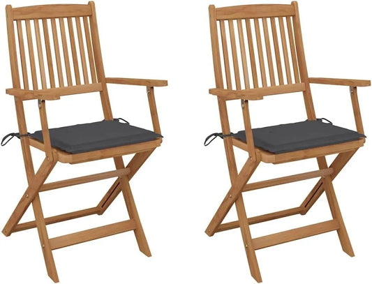 Chaise: en bois, avec coussins, pliable, Lot de 2, 12.87 KG, 4590