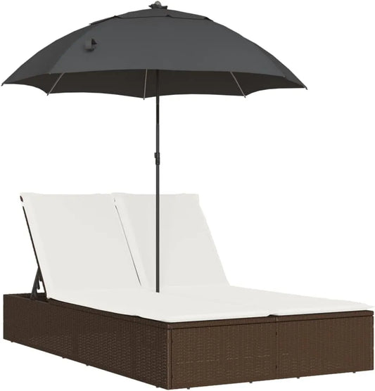 Chaise — avec coussins, marron, en résine tressée
