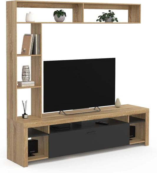 IDMarket — en bois, avec Bibliothèque et étagère de rangements, 170 cm, noir, avec étagères