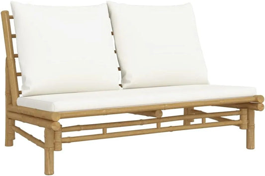 Banc de jardin et banquette de terrasse – avec coussins, blanc