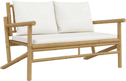 Banc de jardin et banquette de terrasse – avec coussins, blanc