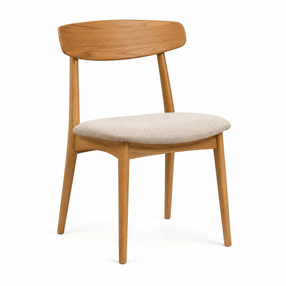 Chaise en bois avec assise en tissu beige 82cm