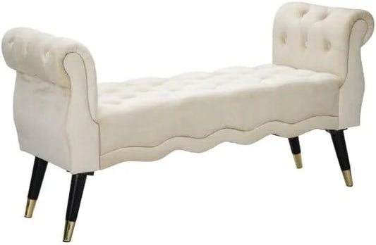 Banquette en Velours Paris 120cm Crème