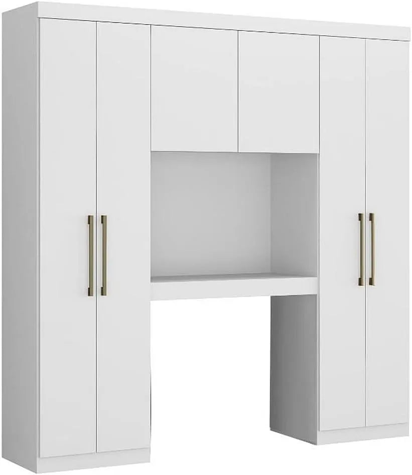 Armoire de rangement — L.200, avec rangement, avec armoire, 6 Portes, 200 cm, blanc