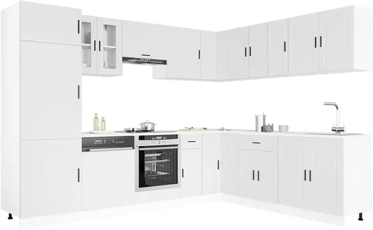 Armoire de rangement — en bois, 14 pièces, blanc
