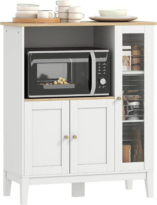 HOMCOM Armoire de rangement – en bois, 3 Portes, 80 × 35 × 97 cm, blanc