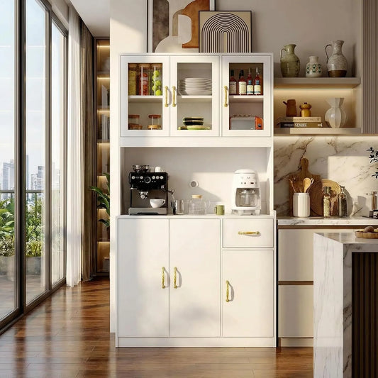 Vitrine et armoire d'exposition – MDF, avec rangement, avec étagères, 3 Portes, 4 Étagères, 100 × 40 × 181 cm, blanc