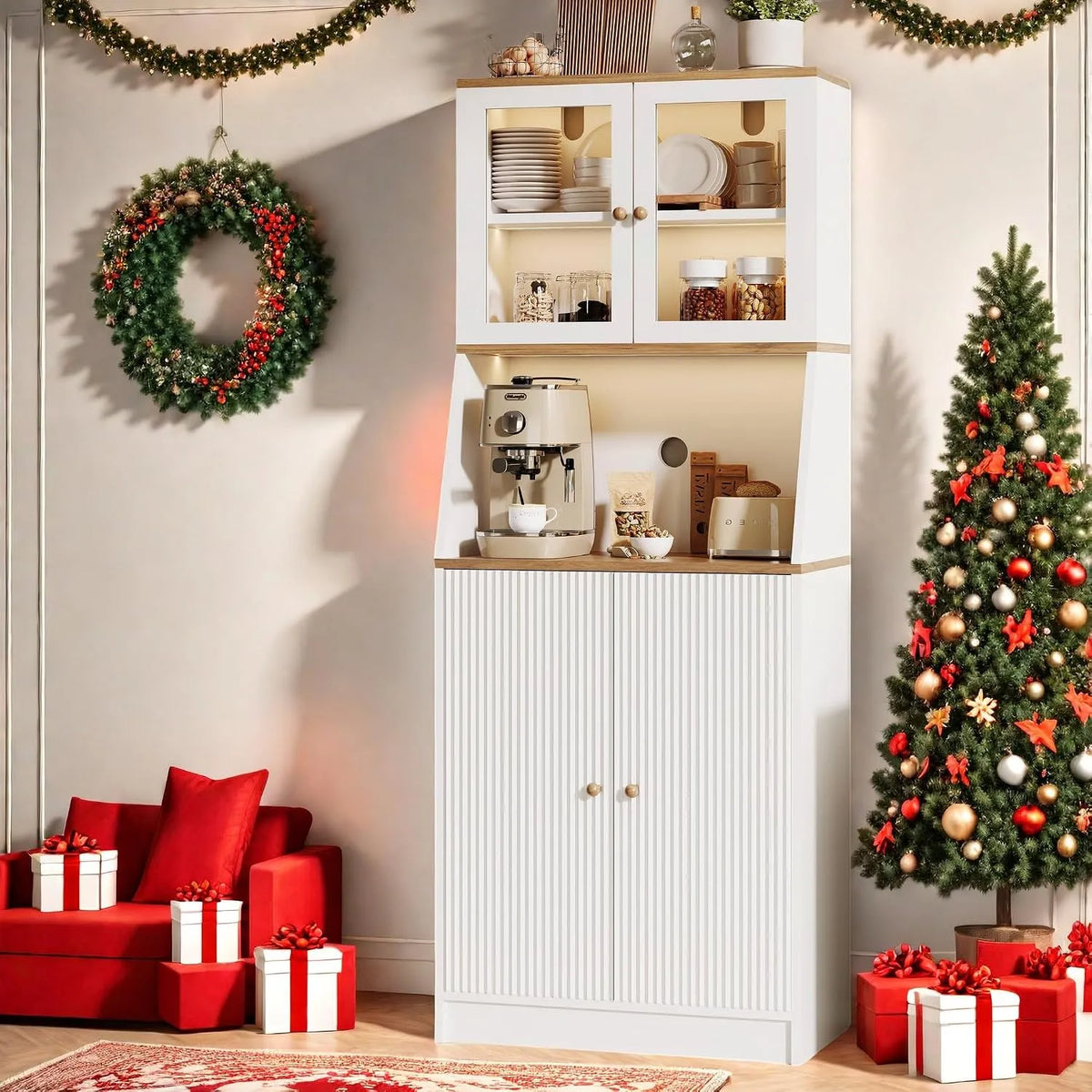 Armoire de rangement: avec rangement, avec Bibliothèque et étagère de rangements, réglable, affichage LED, 70 × 40 × 180 cm, blanc, avec étagères