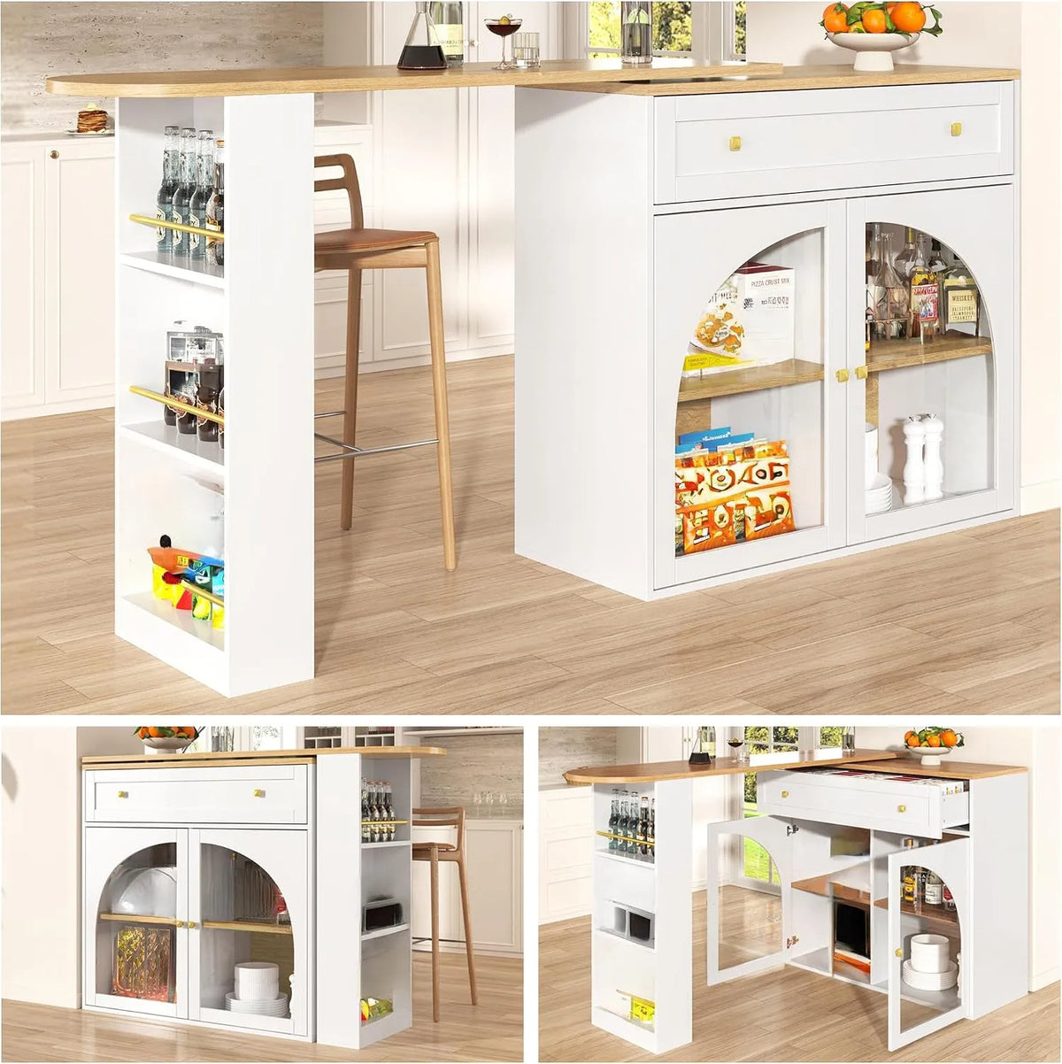 Mange Debout Blanc 138-204 cm Table de Bar Extensible avec – MDF, en bois, pivotant