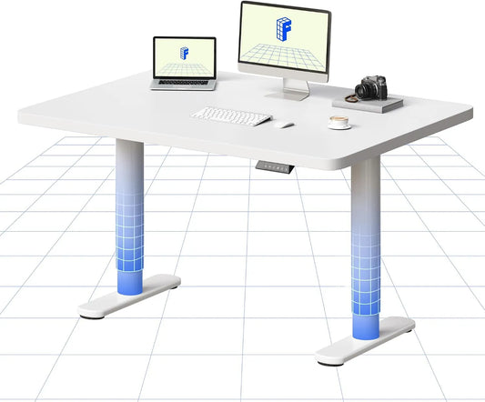 Bureau et table informatique: fonctionnement silencieux, 120×80 cm, blanc
