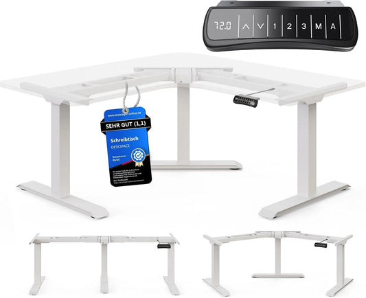 Bureau et table informatique – réglable, blanc, hauteur réglable