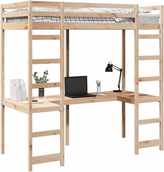 Cadre de lit et structure de lit Mezzanine Naturel 90 x 190 cm Pin — 90 × 190 cm