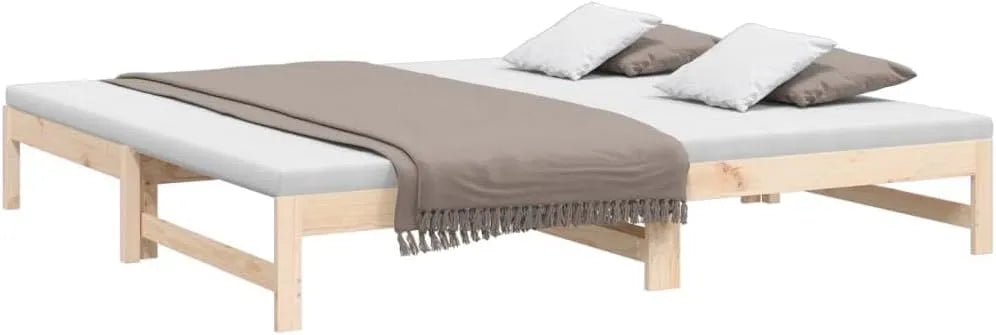 Lit Coulissant sans Matelas 2X 100x200 cm Bois de pin Massif — en bois, 100 × 200