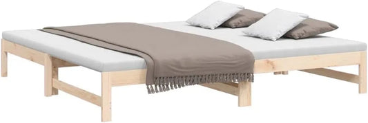 Lit Coulissant sans Matelas 2X 100x200 cm Bois de pin Massif — en bois, 100 × 200