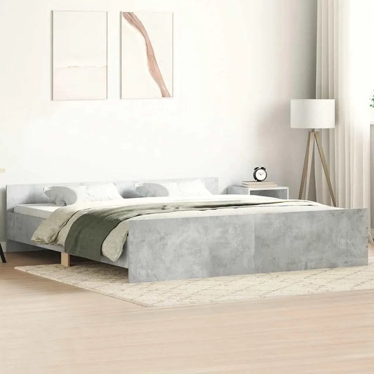 Cadre de lit et structure de lit Tête de Lit et Pied de Lit — 200 × 200 cm, gris