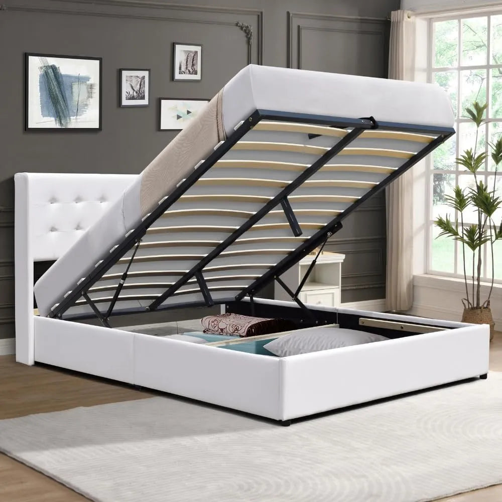 King of Dreams Lit Coffre dehoussable Gris 140x190 cm avec – PVC, 140 × 190 cm