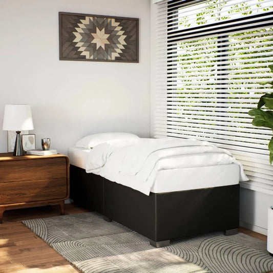 Cadre de lit et structure de lit 80x200 cm Noir Similicuir avec Lattes de – en cuir PU, 80 × 200 cm, revêtement en tissu