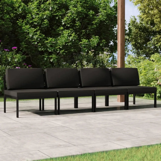 Canapé de jardin et sofa lounge extérieur — modulaire, avec coussins, résistant aux intempéries, en aluminium, 4 places, anthracite
