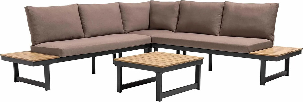 Salon de jardin et ensemble lounge: en bois, en aluminium, 6 Places, beige
