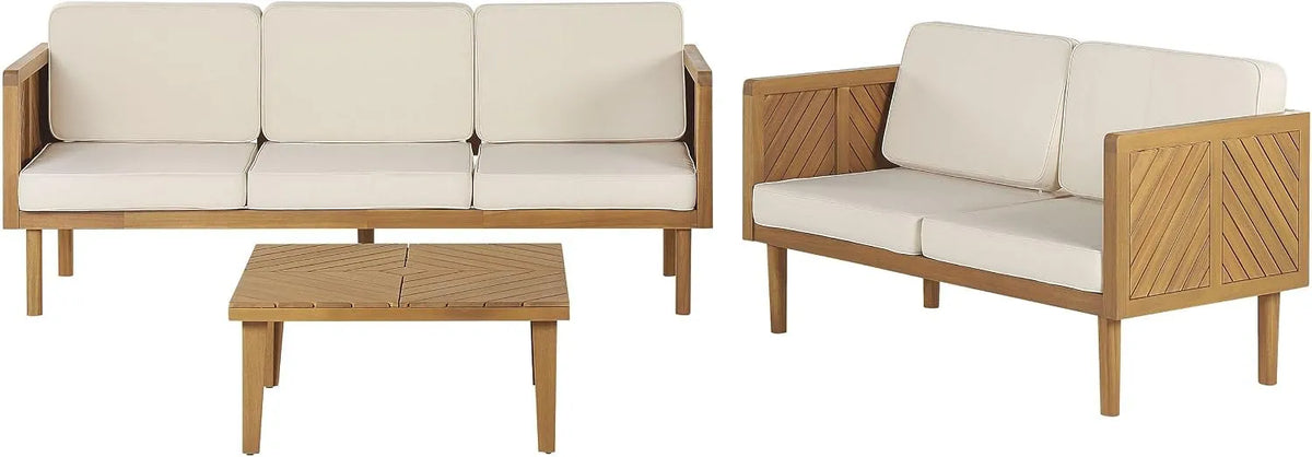 Salon de jardin et ensemble lounge: en bois, 5 Places, 2 Places, beige