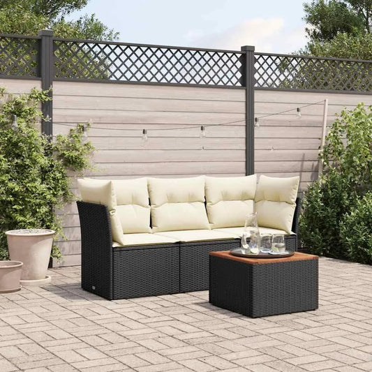 Ensemble de 4 canapés de jardin en polyrotin: en bois, avec rangement, avec coussins, 110 kg