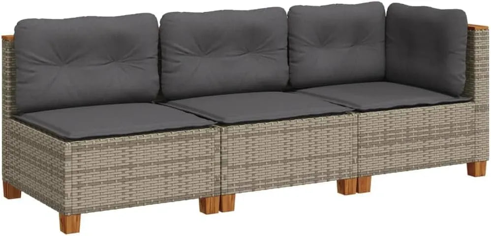 Canapé de jardin et sofa lounge extérieur: avec coussins, 3 Places, gris