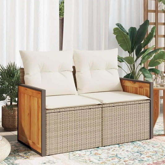 Fauteuil relax et fauteuil inclinable: modulaire, avec coussins, 2 Places, 118 × 62 × 69 cm, beige, en résine tressée