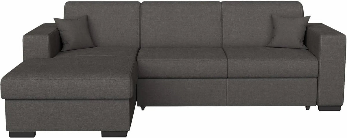 Canapé d'angle et canapé panoramique — L262cm, angle droit, revêtement en tissu, convertible, 4 Places, gris