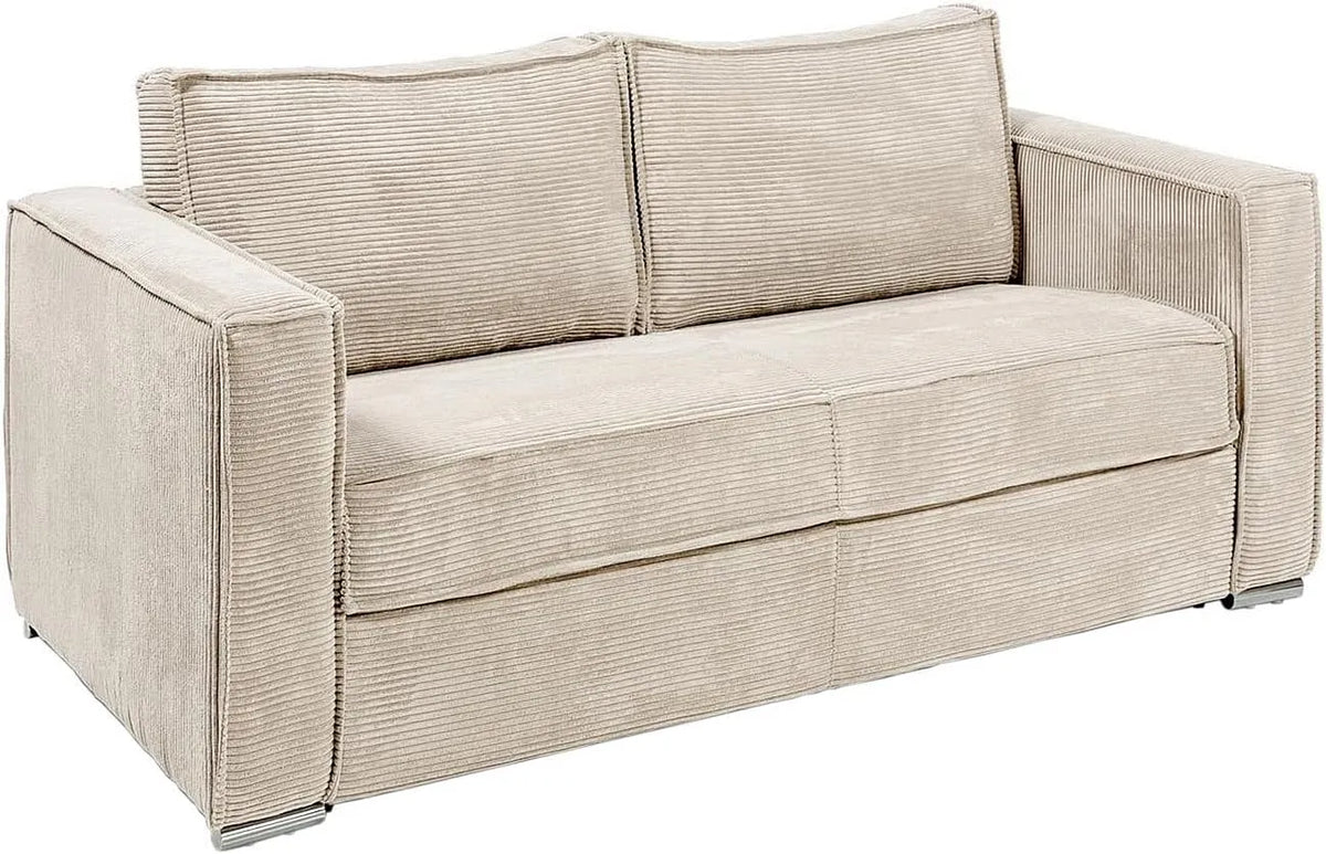 Canapé – en velours côtelé, convertible, 3 Places, 140 cm, 14 cm, beige, revêtement en tissu