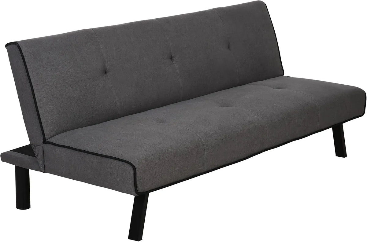 HOMCOM Canapé convertible et canapé-lit – en métal, convertible, avec dossier, réglable, 3 Places, 300 Kg, gris, revêtement en velours