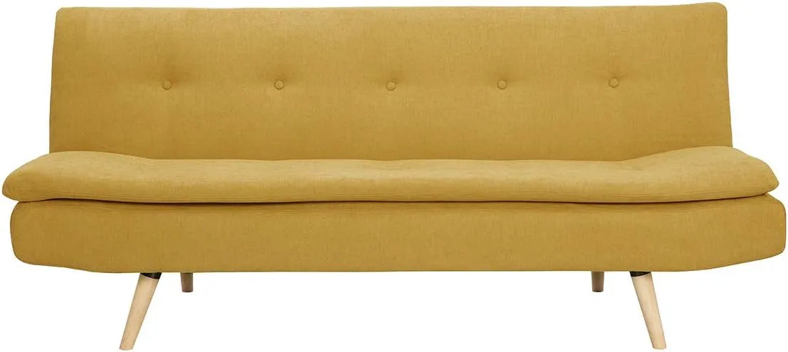 Canapé: revêtement en tissu, en bois, convertible, 3 Places, jaune, revêtement en velours