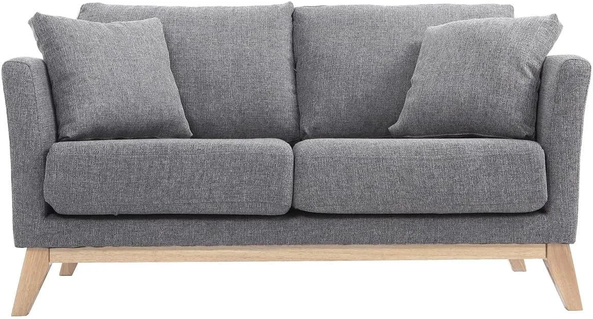 Canapé — revêtement en tissu, en bois, 2 Places, gris
