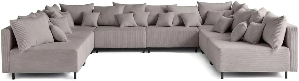 Canapé modulaire – Salon, en velours côtelé, 8 Places, gris