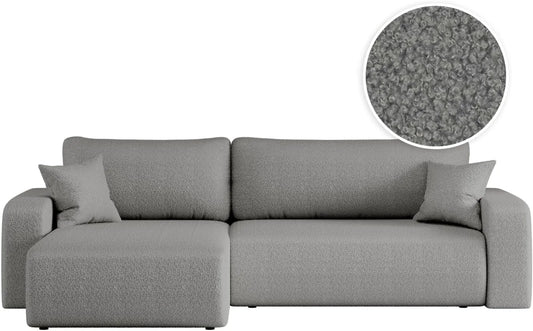 Canapé d'angle et canapé panoramique – ALYA, réversible, revêtement en tissu, convertible, revêtement bouclé, 5 Places