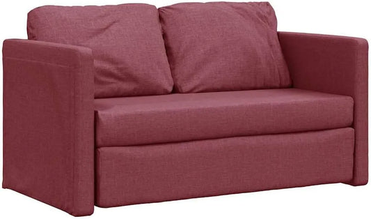 Canapé convertible et canapé-lit — revêtement en tissu, avec coussins, pliable, rouge