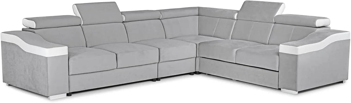 Canapé d'angle et canapé panoramique: réversible, en cuir, revêtement en tissu, convertible, gris, revêtement en velours