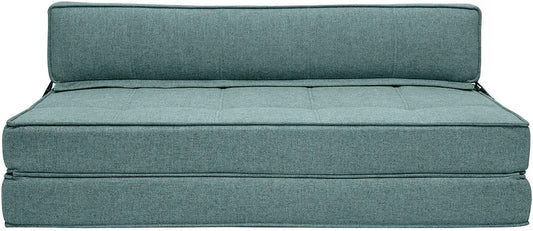Miliboo Chauffeuse Convertible 2 Places en Tissu Vert de Gris — revêtement en tissu, avec chauffage