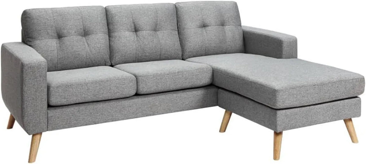 Canapé d'angle et canapé panoramique – réversible, revêtement en tissu, gris
