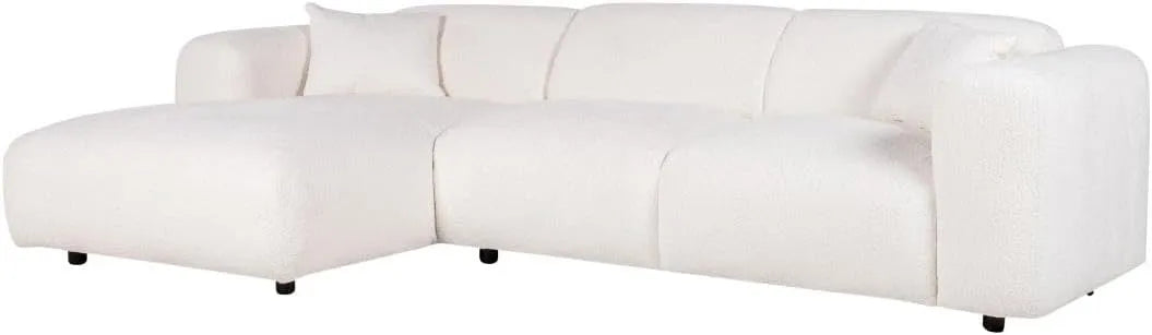 Canapé d'angle et canapé panoramique — POGNI, angle gauche, revêtement en tissu, revêtement bouclé, blanc