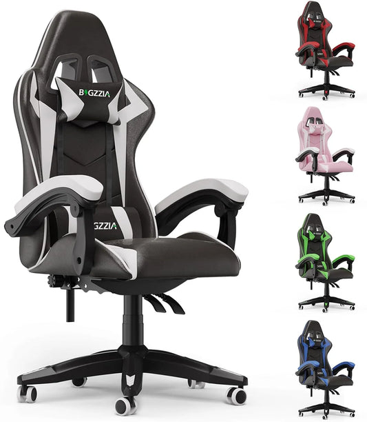 Bureau et table informatique: pour enfant, en cuir, avec coussins, pour gaming, blanc, réglable
