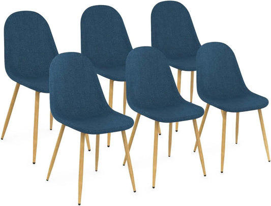 Chaise – revêtement en tissu, Lot de 6, bleu